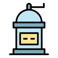 Manual coffee grinder icon color outline vector