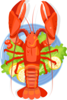 ensalada de langosta hervida, mariscos de dibujos animados png