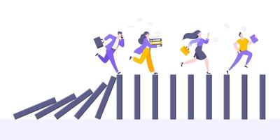 Domino effect or business cowardice metaphor vector illustration concept.