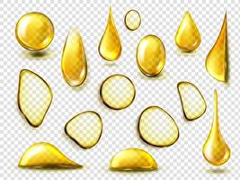 Realistic golden drops and stains of oil or honey vector