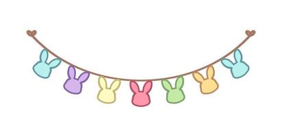 Easter colorful pastel rabbit head bunting clipart vector