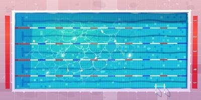 Sports pool, top view with blue ripped water. vector