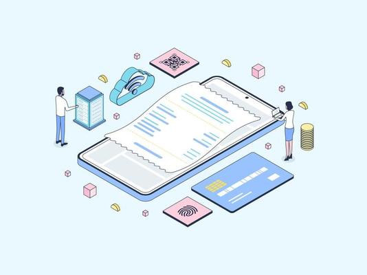 Point of Sale System Isometric Illustration Lineal Color. Suitable for Mobile App, Website, Banner, Diagrams, Infographics, and Other Graphic Assets.