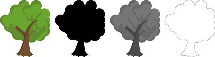 Collection Trees vector, tree silhouette, tree line art on White Background. vector