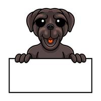 Cute neapolitan mastiff dog cartoon holding blank sign vector