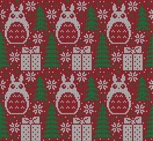 Knitted Christmas and New Year pattern. Wool Knitting Sweater Design. Wallpaper wrapping paper textile print. Eps 10 vector