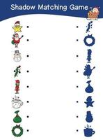 Shadow matching game worksheet with Christmas Theme vector