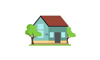 House exterior logo vector illustration front view with roof