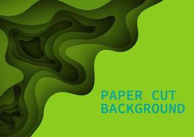 Papercut top view background has a wavy shape. Green overlap hole with multiple layers and space. vector