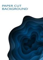 Papercut top view background has a wavy shape, a blue hole with multiple layers and space. vector