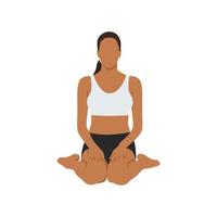 Woman doing hero pose virasana exercise. Flat vector illustration isolated on white background