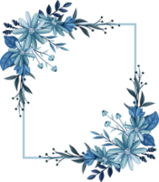 ramo floral azul con acuarela png