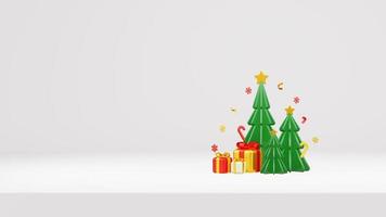 feliz navidad 3d renderizar composición con adornos para venta de eventos redes sociales y página de inicio foto