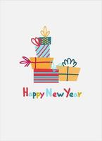 Happy New Year 2023 greeting card template. Stylish Scandinavian design with hand drawn  lettering vector