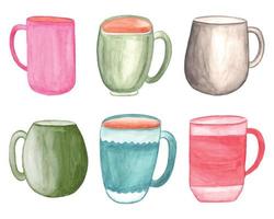 Coffee mug clipart, watercolor coffee cup clipart set, coffee mug vector