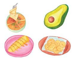 Watercolor Mexican Food Clipart Set, Watercolor Latin American Food Clipart vector