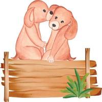 Dog Valentine Day couple Dog Watercolor clipart vector