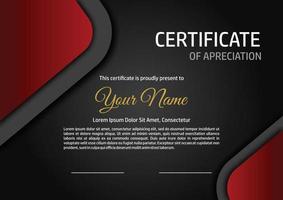 certificado rojo y negro elegante vector