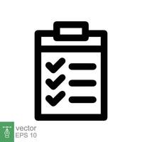 Checklist icon. Simple flat style. Clipboard with check list, report note, document test concept. Vector illustration isolated on white background. EPS 10.