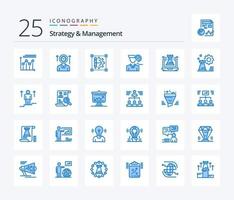 Strategy And Management 25 Blue Color icon pack including user. clock. up. time. cog wheeld printer vector