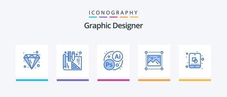 Graphic Designer Blue 5 Icon Pack Including creative. edit. art. design. graphics. Creative Icons Design vector