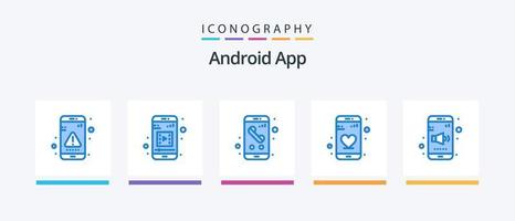 Android App Blue 5 Icon Pack Including mobile. phone. app. dating. calling. Creative Icons Design vector