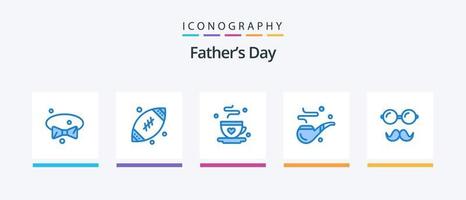 Fathers Day Blue 5 Icon Pack Including father. fathers. coffee. day. cigar. Creative Icons Design vector