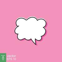 Cloud cartoon speech bubble icon. Simple flat style. Hand drawn, doodle, communication concept. Vector illustration isolated on pink background. EPS 10.