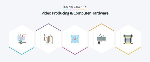 Video Producing And Computer Hardware 25 Flat icon pack including mouse. interface. communication. device. device vector