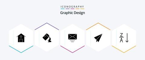 paquete de iconos de diseño de 25 glifos que incluye . . texto. clasificar. alfabético vector