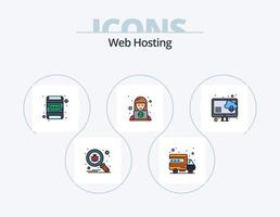 paquete de iconos lleno de línea de alojamiento web 5 diseño de iconos. página de inicio seguridad. reparar. enlace. http vector