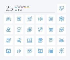 Ux And Ui 25 Blue Color icon pack including menu. list. options. volume. audio vector