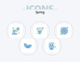 Spring Blue Icon Pack 5 Icon Design. sun. ice cream. leaf. food. growing vector