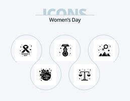 Womens Day Glyph Icon Pack 5 Icon Design. success. happy. cancer sign. achievement. female vector