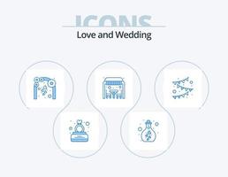 paquete de iconos azul de boda 5 diseño de iconos. almuerzo cena. amar. investigación. arco. boda vector