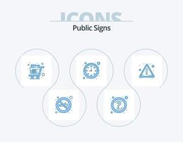 diseño de iconos de 5 paquetes de iconos azules de señales públicas. advertencia. alerta. lleno. mirar. reloj vector