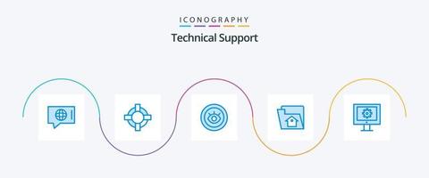 Technical Support Blue 5 Icon Pack Including technical support. online support service. service. service. file vector