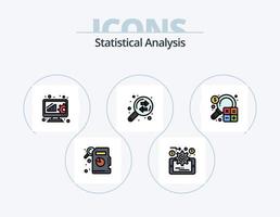 línea de análisis estadístico lleno de icono paquete 5 diseño de icono. análisis. grafico. análisis de datos dólar. análisis vector