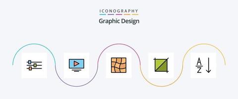 paquete de iconos de 5 planos llenos de línea de diseño que incluye . deformación. clasificar. alfabético vector