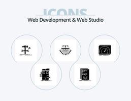 Web Development And Web Studio Glyph Icon Pack 5 Icon Design. site. optimization. listing. service. hammer vector