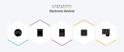 Devices 25 Glyph icon pack including hardware. devices. products. computers. chipset vector