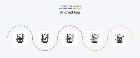 Android App Line 5 Icon Pack Including buy. phone. bluetooth. mobile. application vector