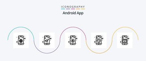 Android App Line 5 Icon Pack Including buy. phone. bluetooth. mobile. application vector