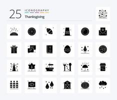 Thanks Giving 25 Solid Glyph icon pack including plate. fall. thanksgiving. cap. autumn vector