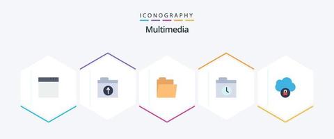 paquete multimedia de 25 iconos planos que incluye . respaldo. . datos vector