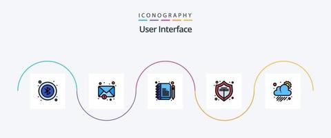 User Interface Line Filled Flat 5 Icon Pack Including . weather. edit. sun. cloud vector