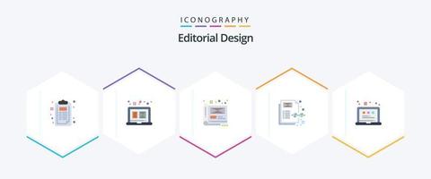 diseño editorial paquete de 25 iconos planos que incluye diseño. gestión de contenido. arte. contenido. archivo vector