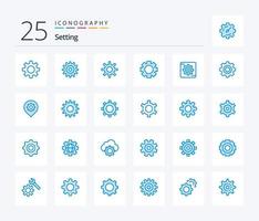 Setting 25 Blue Color icon pack including cogs. location. box. setting. wheel vector