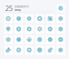 Setting 25 Blue Color icon pack including cogs. location. box. setting. wheel vector