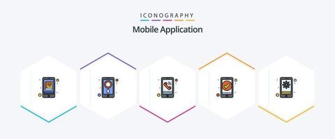 Mobile Application 25 FilledLine icon pack including mobile. ui. app. essential. app vector